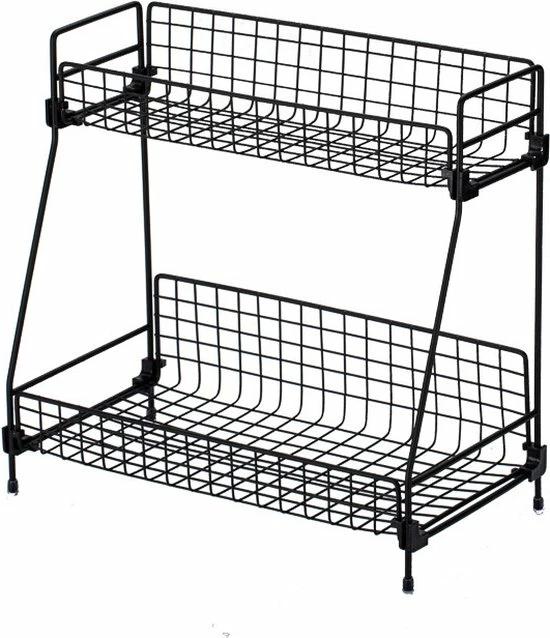 SensaHome - Kruidenrek Voor Kruidenpotjes - Keuken Opbergrek - Badkamerrek - 2-Laags - RVS - Zwart 3 SensaHome - Kruidenrek Voor Kruidenpotjes - Keuken Opbergrek - Badkamerrek - 2-Laags - RVS - Zwart