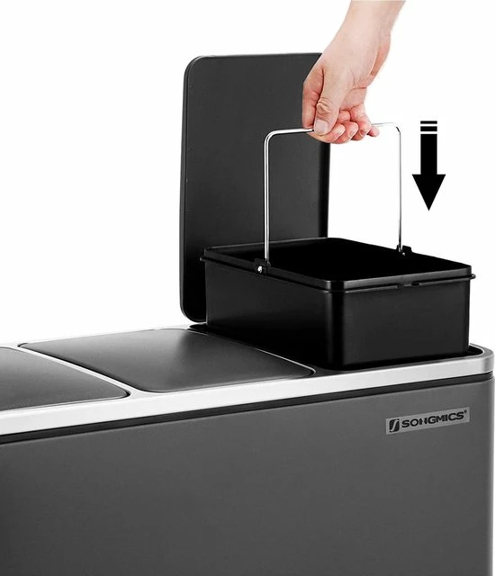 Segenn's Prullenbak - Vuilnisbak Voor De Keuken - Afvalscheidingssysteem - 3 X 18 L - Pedaalemmer Met 3 Vakken - Vuilnisbak - Soft Close - Met Voetpedalen - Binnenemmers Van Kunststof En Handgrepen - Zwart 9 Segenn's Prullenbak - Vuilnisbak Voor De Keuken - Afvalscheidingssysteem - 3 X 18 L - Pedaalemmer Met 3 Vakken - Vuilnisbak - Soft Close - Met Voetpedalen - Binnenemmers Van Kunststof En Handgrepen - Zwart - Afbeelding 7
