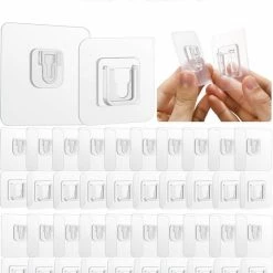 Merkloos Zelfklevende Haken 20 Paar / Extra Stevig Dubbelzijdig Tape / Muur Hanger / Ophanghaakjes / Wand Haken / Dubbelzijdig Schilderij Haakjes / Fotolijst Haakjes / Waterproof / Zonder Gaten Ophangen.