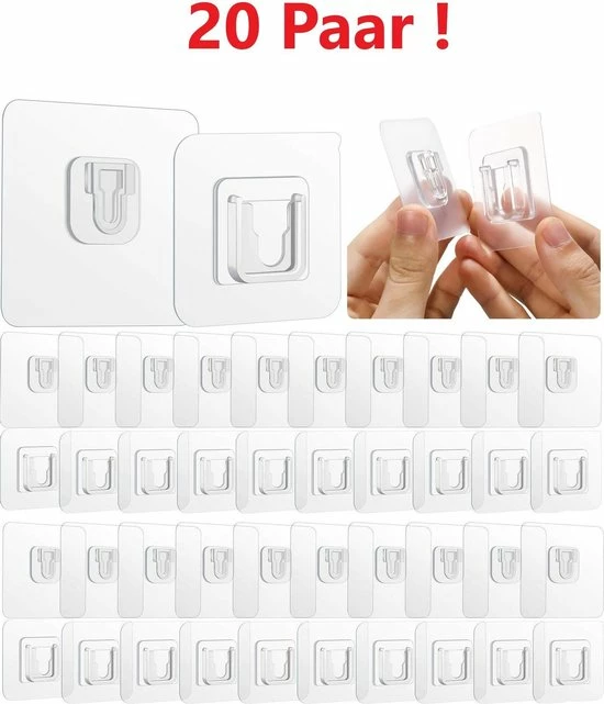 Merkloos Zelfklevende Haken 20 Paar / Extra Stevig Dubbelzijdig Tape / Muur Hanger / Ophanghaakjes / Wand Haken / Dubbelzijdig Schilderij Haakjes / Fotolijst Haakjes / Waterproof / Zonder Gaten Ophangen. 3 Merkloos Zelfklevende Haken 20 Paar / Extra Stevig Dubbelzijdig Tape / Muur Hanger / Ophanghaakjes / Wand Haken / Dubbelzijdig Schilderij Haakjes / Fotolijst Haakjes / Waterproof / Zonder Gaten Ophangen.