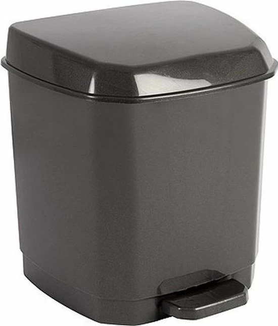 Hega Hogar Donkergrijze Pedaalemmer Vuilnisbak/prullenbak 7 Liter 21 X 22 X 26 Cm - Kunststof/plastic Vuilnisemmer- Dameshygiene Afvalbak Voor Toilet/badkamer 3 Hega Hogar Donkergrijze Pedaalemmer Vuilnisbak/prullenbak 7 Liter 21 X 22 X 26 Cm - Kunststof/plastic Vuilnisemmer- Dameshygiene Afvalbak Voor Toilet/badkamer