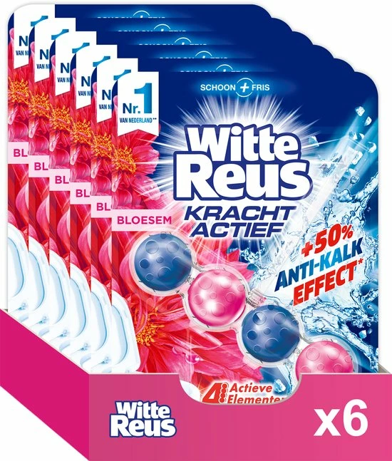 Witte Reus Kracht Actief Toiletblok - Bloesem - WC Blokjes Voordeelverpakking - 6 Stuks 3 Witte Reus Kracht Actief Toiletblok - Bloesem - WC Blokjes Voordeelverpakking - 6 Stuks