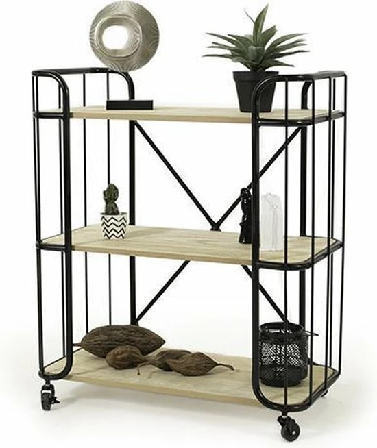 Lifa-Living LIFA LIVING Industriële Bakkerskast - Serveerwagen Op Wielen - Opbergkast - Zwart - Metaal & Hout - 80 X 41 X 93 Cm 14 Lifa-Living LIFA LIVING Industriële Bakkerskast - Serveerwagen Op Wielen - Opbergkast - Zwart - Metaal & Hout - 80 X 41 X 93 Cm - Afbeelding 12