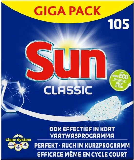 Sun Classic Vaatwastabletten - Voordeelverpakking - 315 Tabletten 5 Sun Classic Vaatwastabletten - Voordeelverpakking - 315 Tabletten - Afbeelding 3