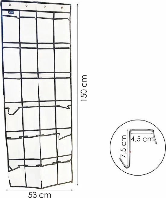 Flokoo Schoenenkast Hangend - Schoenenzak 24 Vakken - Opbergen Van Schoenen Aan Deur - Schoenenzak Wit - Oplossing Voor Rondslingerende Schoenen - Hoogwaardige Schoenenkast 4 Flokoo Schoenenkast Hangend - Schoenenzak 24 Vakken - Opbergen Van Schoenen Aan Deur - Schoenenzak Wit - Oplossing Voor Rondslingerende Schoenen - Hoogwaardige Schoenenkast - Afbeelding 2