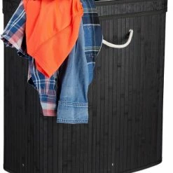 Relaxdays Bamboe Wasmand Met Deksel - 2 Vakken - 70 L - Wit -Lesser & Pavey-winkel 550x660