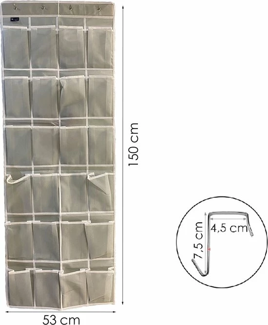 Flokoo Schoenenkast Hangend - Schoenenzak 24 Vakken - Opbergen Van Schoenen Aan Deur - Schoenenzak Grijs - Oplossing Voor Rondslingerende Schoenen - Hoogwaardige Schoenenkast 4 Flokoo Schoenenkast Hangend - Schoenenzak 24 Vakken - Opbergen Van Schoenen Aan Deur - Schoenenzak Grijs - Oplossing Voor Rondslingerende Schoenen - Hoogwaardige Schoenenkast - Afbeelding 2