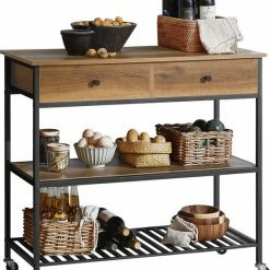 Mara Keukentrolley Op Wieltjes - Opbergtrolley - Serveerwagen - 2 Lades - 100 X 45 X 93 Cm