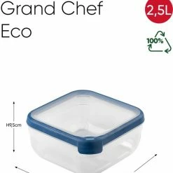 Curver Grand Chef Eco Vershoudbakje - 2,5L - Vierkant - Transparant/Donkerblauw -Lesser & Pavey-winkel 550x709