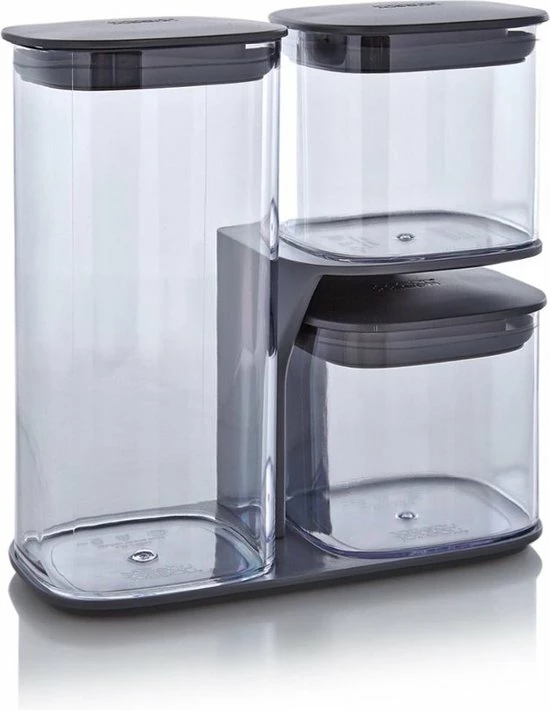 Joseph Joseph Voorraadpotten - Luchtdicht - Design - 3 Stuks - Grijs 5 Joseph Joseph Voorraadpotten - Luchtdicht - Design - 3 Stuks - Grijs - Afbeelding 3