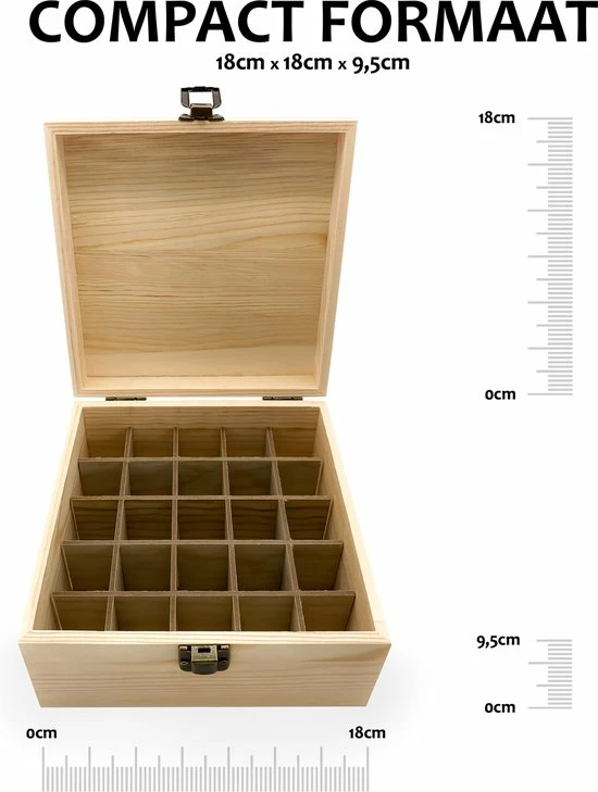 BELLAVITA Etherische Oliën Doos - Opbergdoos - Essential Oil Box - Storage Box - 25 Vaks - 5-15ml - Houten Doos - Opbergen - Opslag - Hout - Olie - Etherische Oliën - Black Friday - Sinterklaas - Kerst 7 BELLAVITA Etherische Oliën Doos - Opbergdoos - Essential Oil Box - Storage Box - 25 Vaks - 5-15ml - Houten Doos - Opbergen - Opslag - Hout - Olie - Etherische Oliën - Black Friday - Sinterklaas - Kerst - Afbeelding 5