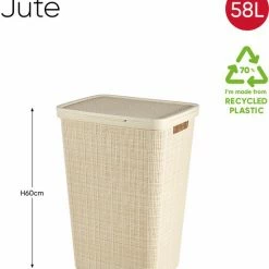 Curver Jute Wasmand Met Deksel 58L + Wasmand 46L - Gebroken Wit - Recycled Kunststof 11 Curver Jute Wasmand Met Deksel 58L + Wasmand 46L - Gebroken Wit - Recycled Kunststof -Lesser & Pavey-winkel 550x732 5