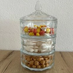 MONOO Bonbonniére - 3 Laags Glazen Voorraadpot - Glazen Snoeppot Met Deksel