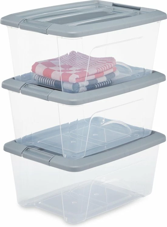 IRIS OHYAMA IRIS New Topbox Opbergbox - 15L - Kunststof - Transparant/Zilvergrijs - Set Van 3 7 IRIS OHYAMA IRIS New Topbox Opbergbox - 15L - Kunststof - Transparant/Zilvergrijs - Set Van 3 - Afbeelding 5