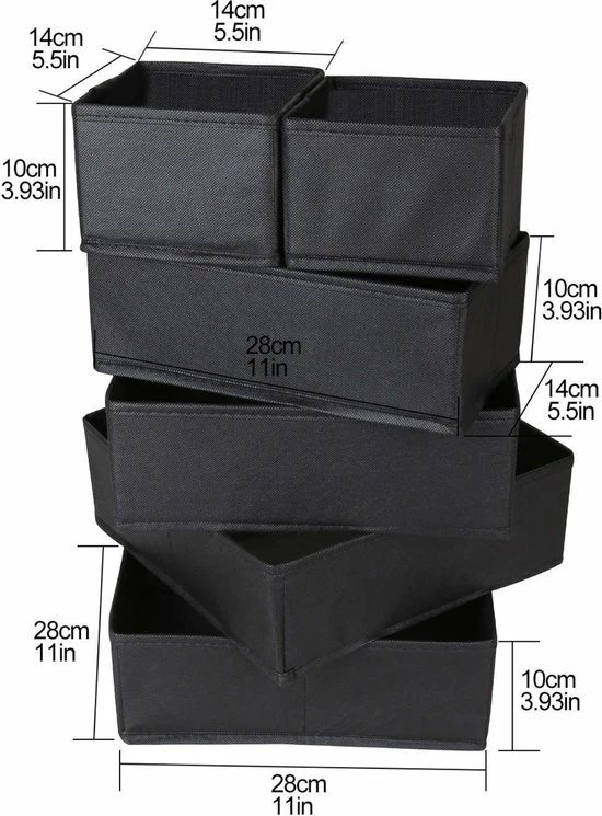 SEPH Kast Organizers - Zwart - Set 6 Stuks - Opberg Boxen - Opberg Mand 7 SEPH Kast Organizers - Zwart - Set 6 Stuks - Opberg Boxen - Opberg Mand - Afbeelding 5
