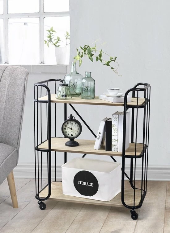 Lifa-Living LIFA LIVING Industriële Bakkerskast - Serveerwagen Op Wielen - Opbergkast - Zwart - Metaal & Hout - 80 X 41 X 93 Cm 3 Lifa-Living LIFA LIVING Industriële Bakkerskast - Serveerwagen Op Wielen - Opbergkast - Zwart - Metaal & Hout - 80 X 41 X 93 Cm