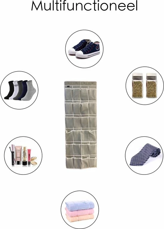 Flokoo Schoenenkast Hangend - Schoenenzak 24 Vakken - Opbergen Van Schoenen Aan Deur - Schoenenzak Grijs - Oplossing Voor Rondslingerende Schoenen - Hoogwaardige Schoenenkast 7 Flokoo Schoenenkast Hangend - Schoenenzak 24 Vakken - Opbergen Van Schoenen Aan Deur - Schoenenzak Grijs - Oplossing Voor Rondslingerende Schoenen - Hoogwaardige Schoenenkast - Afbeelding 5