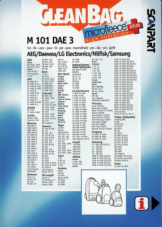 CleanBag Stofzuigerzakken 4 Stuks - Geschikt Voor AEG Deawoo LG Nilfisk Samsung - Type Gr 50 SB90 VP78 TB36 VM54 VM77 VP95B - Inclusief 1 Filter - Alternatief 5 CleanBag Stofzuigerzakken 4 Stuks - Geschikt Voor AEG Deawoo LG Nilfisk Samsung - Type Gr 50 SB90 VP78 TB36 VM54 VM77 VP95B - Inclusief 1 Filter - Alternatief - Afbeelding 3