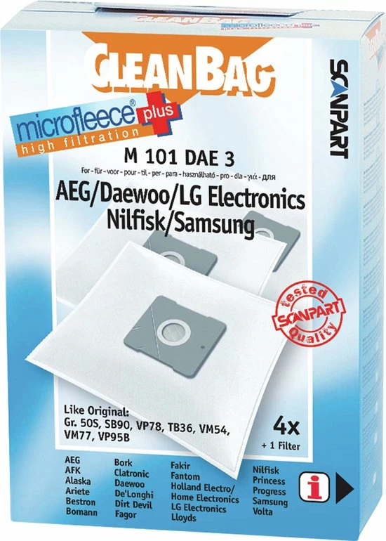 CleanBag Stofzuigerzakken 4 Stuks - Geschikt Voor AEG Deawoo LG Nilfisk Samsung - Type Gr 50 SB90 VP78 TB36 VM54 VM77 VP95B - Inclusief 1 Filter - Alternatief 7 CleanBag Stofzuigerzakken 4 Stuks - Geschikt Voor AEG Deawoo LG Nilfisk Samsung - Type Gr 50 SB90 VP78 TB36 VM54 VM77 VP95B - Inclusief 1 Filter - Alternatief - Afbeelding 5