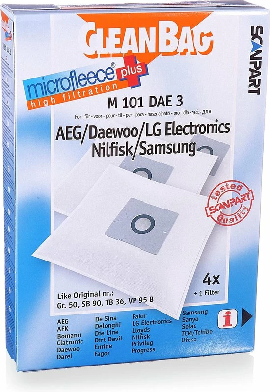 CleanBag Stofzuigerzakken 4 Stuks - Geschikt Voor AEG Deawoo LG Nilfisk Samsung - Type Gr 50 SB90 VP78 TB36 VM54 VM77 VP95B - Inclusief 1 Filter - Alternatief 3 CleanBag Stofzuigerzakken 4 Stuks - Geschikt Voor AEG Deawoo LG Nilfisk Samsung - Type Gr 50 SB90 VP78 TB36 VM54 VM77 VP95B - Inclusief 1 Filter - Alternatief