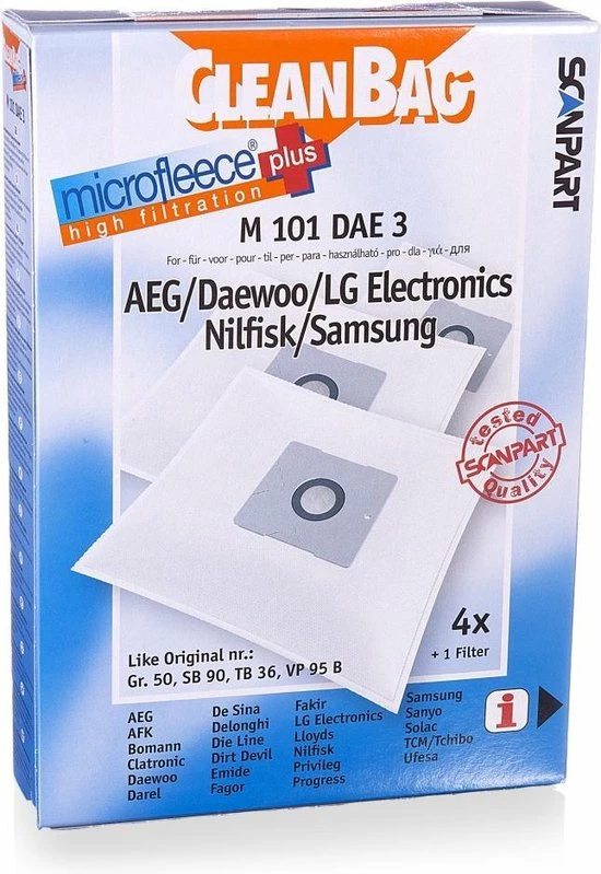 CleanBag Stofzuigerzakken 4 Stuks - Geschikt Voor AEG Deawoo LG Nilfisk Samsung - Type Gr 50 SB90 VP78 TB36 VM54 VM77 VP95B - Inclusief 1 Filter - Alternatief 6 CleanBag Stofzuigerzakken 4 Stuks - Geschikt Voor AEG Deawoo LG Nilfisk Samsung - Type Gr 50 SB90 VP78 TB36 VM54 VM77 VP95B - Inclusief 1 Filter - Alternatief - Afbeelding 4