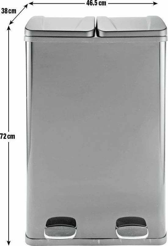Argos Home Vuilnisbak 2in1 Recycleer Vuilnisemmer 2x 30L | 60 Litre 2 Compartment Pedaalemmer 5 Argos Home Vuilnisbak 2in1 Recycleer Vuilnisemmer 2x 30L | 60 Litre 2 Compartment Pedaalemmer - Afbeelding 3