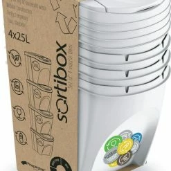 Prosperplast Set Van 4x Kunststof Afvalscheidingsbakken Wit Van 25 Liter - Scheidingsprullenbakken 16 Prosperplast Set Van 4x Kunststof Afvalscheidingsbakken Wit Van 25 Liter - Scheidingsprullenbakken -Lesser & Pavey-winkel 550x818