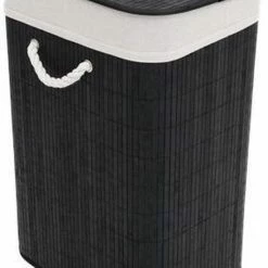 ZD Trading Bamboe Wasmand Zwart ( Bamboe Opberg Mand Zwart) (L 29 B 39 H 57 CM )