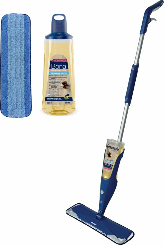 Bona Premium Spray Mop - Dweilsysteem - Inclusief Geoliede Houten Vloer Reiniger & Microvezel Reinigingspad - Streeploos - Sneldrogend 3 Bona Premium Spray Mop - Dweilsysteem - Inclusief Geoliede Houten Vloer Reiniger & Microvezel Reinigingspad - Streeploos - Sneldrogend