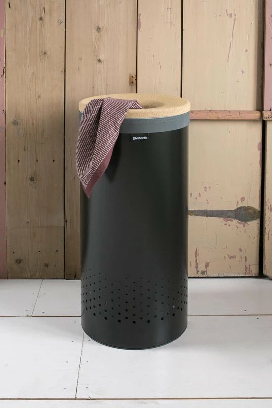 Brabantia Wasmand - 35 L - Matt Black Met Kurken Deksel 14 Brabantia Wasmand - 35 L - Matt Black Met Kurken Deksel - Afbeelding 12