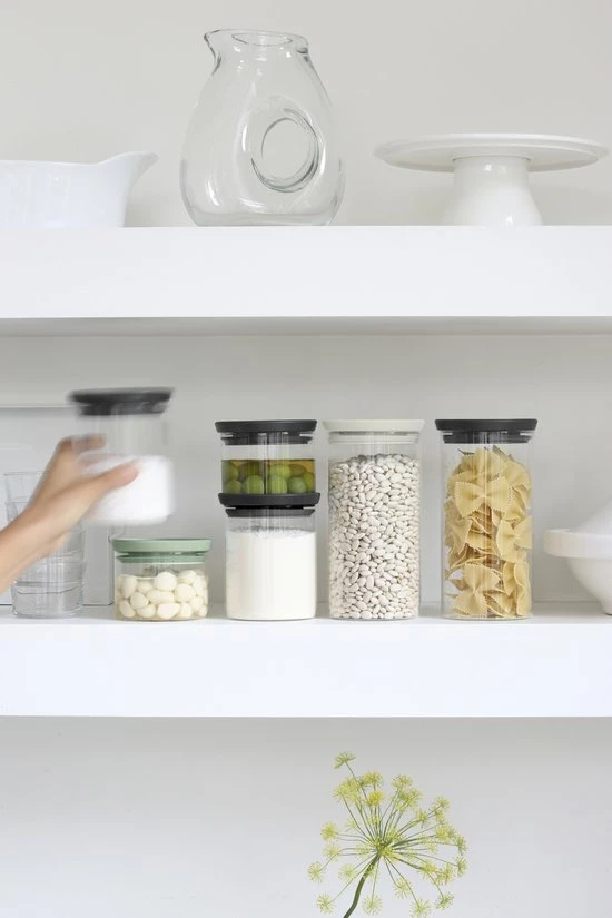 Brabantia Voorraadpotten - Stapelbaar - 0,3 0,6 & 1,1 L - Glas 10 Brabantia Voorraadpotten - Stapelbaar - 0,3 0,6 & 1,1 L - Glas - Afbeelding 8