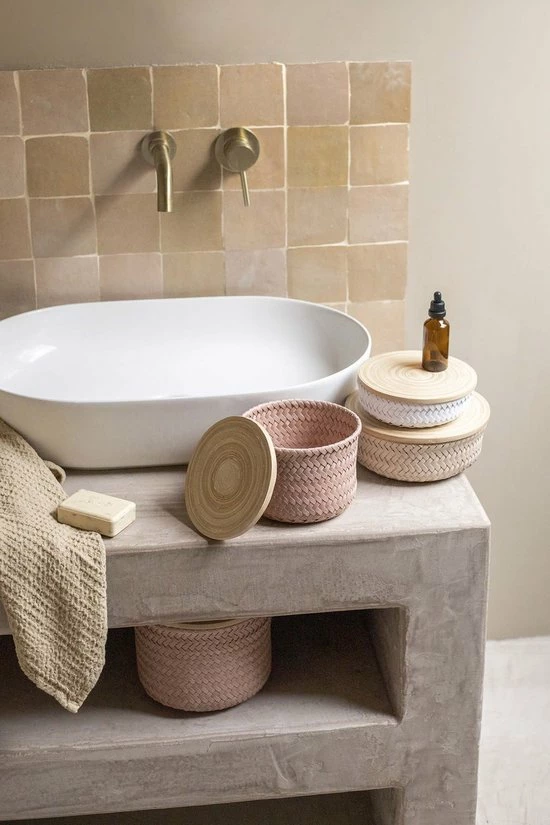 Handed By Wonder High S - Opbergmand Rond Met Deksel- Koper Roze 6 Handed By Wonder High S - Opbergmand Rond Met Deksel- Koper Roze - Afbeelding 4